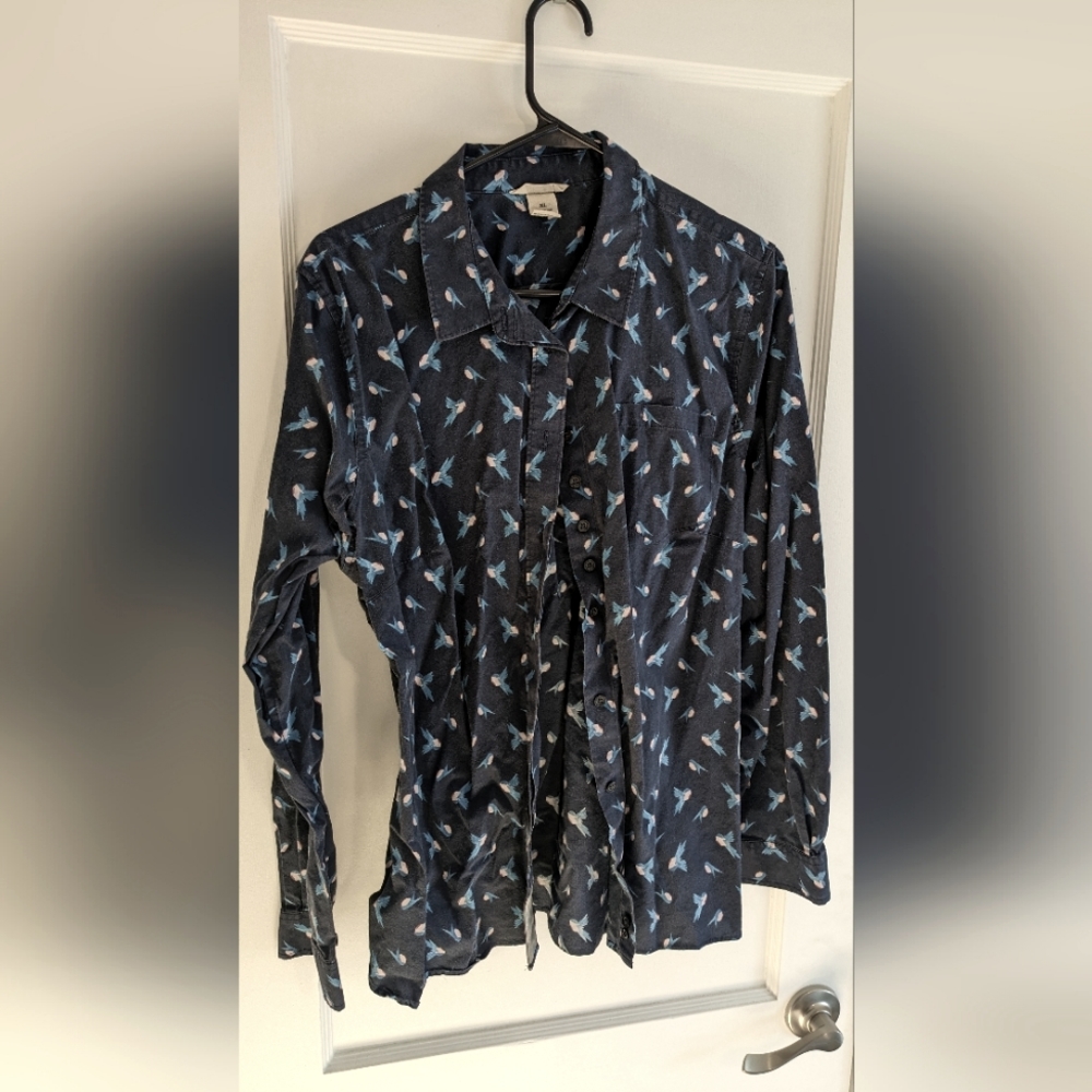 Duluth Trading Company Blue Bird Button Down Shirt